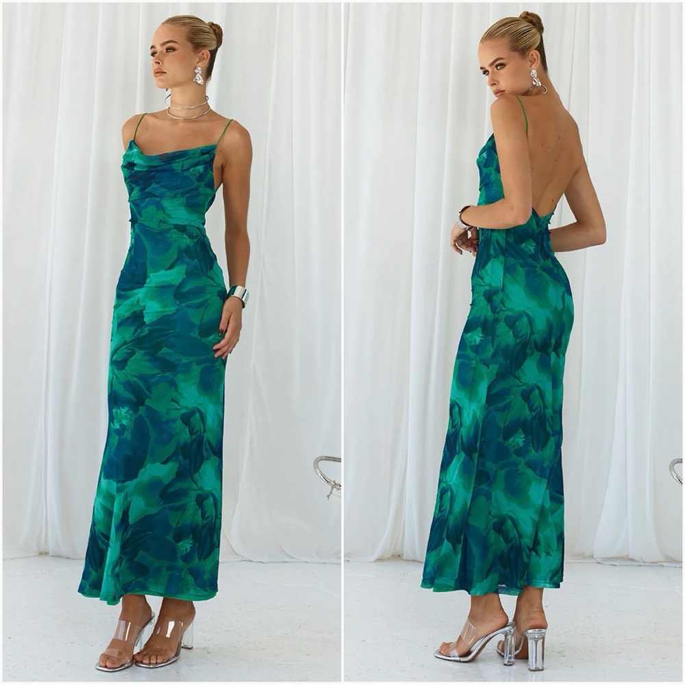 Runaway the Label • green floral kapri slip dress sz XS